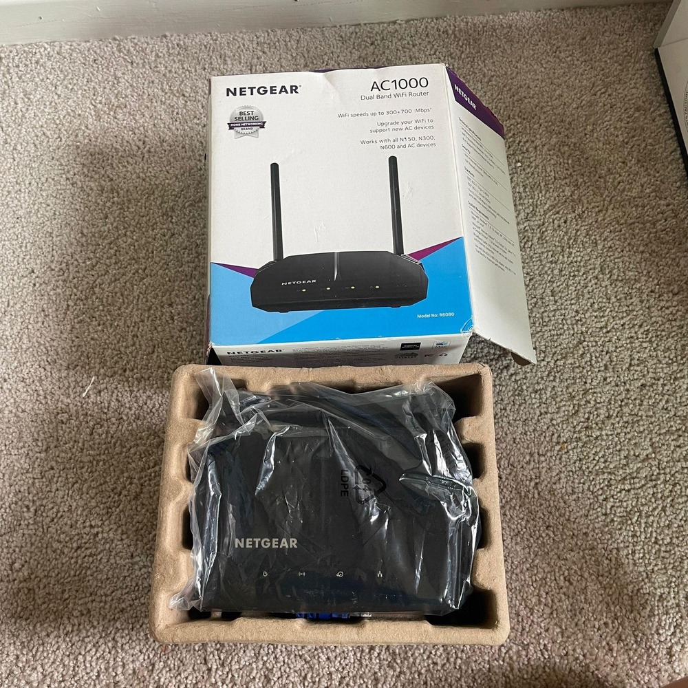 NETGEAR AC1000 Dual Band WiFi Router R6080 High Speed Wireless Internet